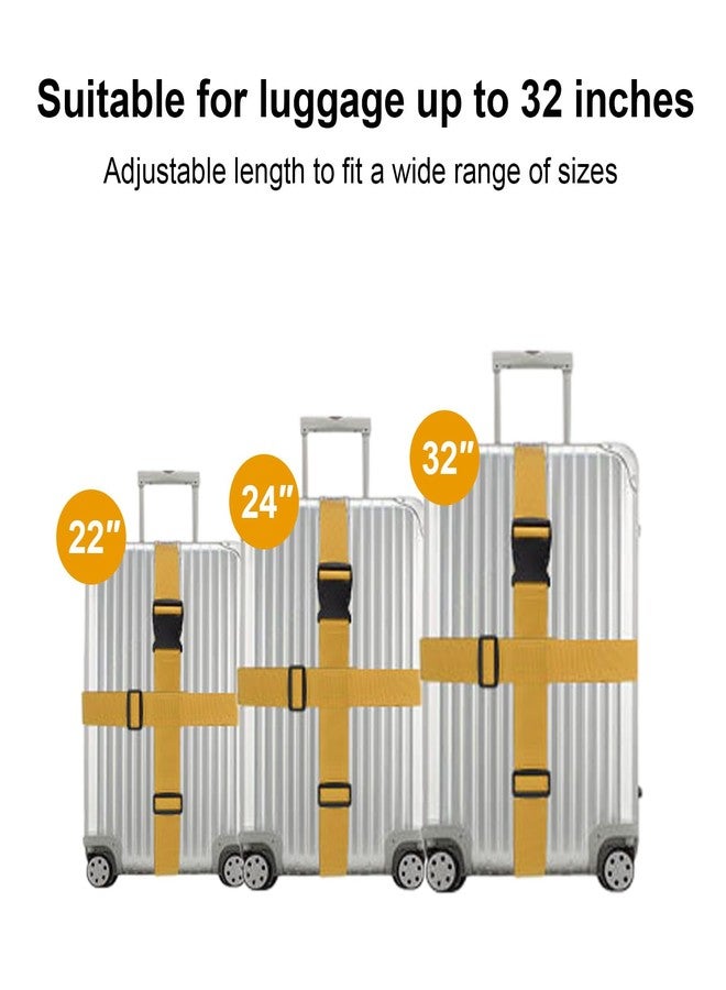 YIRUIDD 4Pcs Luggage Straps for Suitcase Travel Accessories Luggage Belt with Buckle Closure, Adjustable Luggage Belt for Travel Bag Closure, Luggage Security(Yellow) - Image 2